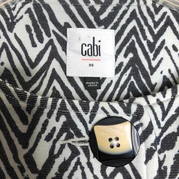 NEW CAbi Style #3034 zig zag ponte knit jacket charcoal gray & white - Size XS - Picture 4 of 7